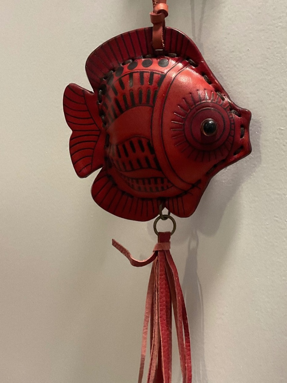 Handcrafted leather lucky fish